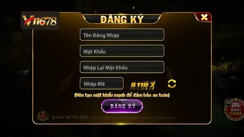 Nhập thông tin theo biểu mẫu đăng ký VN678